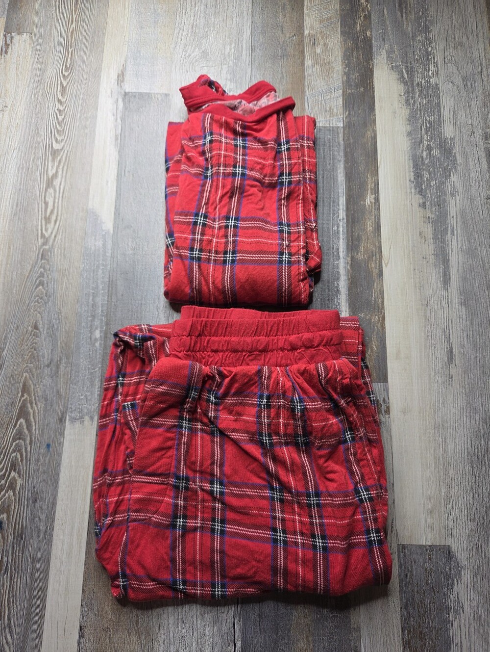 Little Sleepies Men's Large Red Holiday Plaid Print Pajamas Sleepwear PJs Set